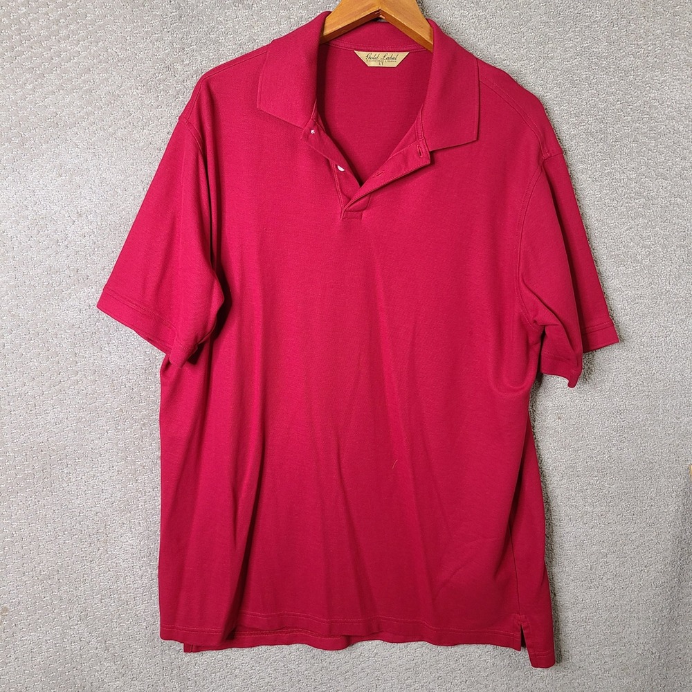 Roundtree & Yorke Gold Label Shirt Mens LT‎ Red Polo Short Sleeve Cotton Pique